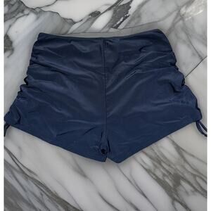 New XLarge Black Adjustable Swim Shorts Bottoms Bikini Mid-Rise Booty Drawstring